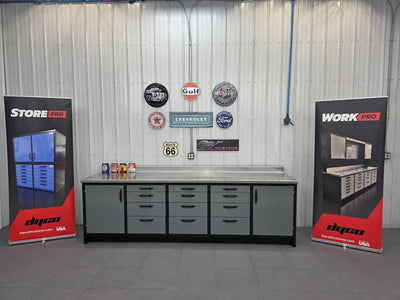 10ft grey heavy-duty workbench steel top 4