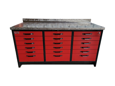 Heavy-duty workbench with stainless steel top